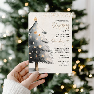 Elegante Weihnachten in Schwarz und Gold mit Wasse Einladung