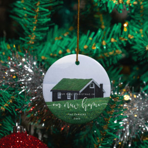 Elegante Weihnachten in unserem neuen Zuhause-Foto Keramik Ornament
