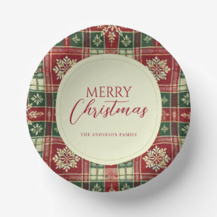 Elegante Weihnachten Karierte Flora Schneeflocken Pappteller