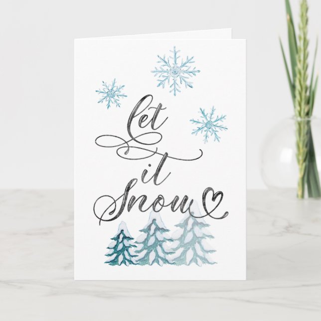 Elegante Weihnachten Lassen Sie es Schneeflocken Karte (Vorderseite)