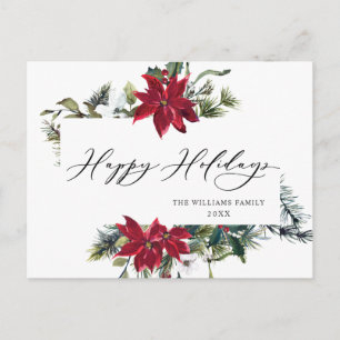 Elegante Weihnachten Poinsettia Holiday Gruß Postkarte