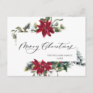 Elegante Weihnachten Poinsettia Holiday Gruß Postkarte