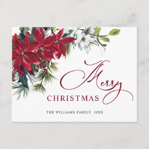 Elegante Weihnachten Poinsettia Holiday Gruß Postkarte