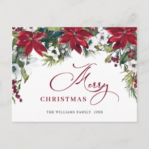 Elegante Weihnachten Poinsettia Holiday Gruß Postkarte