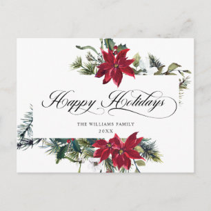 Elegante Weihnachten Poinsettia Holiday Gruß Postkarte