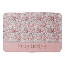 Elegante Weihnachten Rosa Schneeflocken Badematte