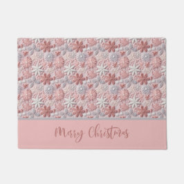 Elegante Weihnachten Rosa Schneeflocken Fußmatte
