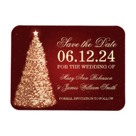 Elegante Weihnachten Save the Date Gold Red Magnet