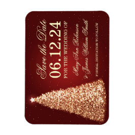 Elegante Weihnachten Save the Date Gold Red Magnet