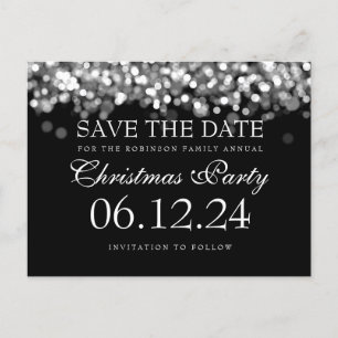Elegante Weihnachten Save the Date Silberleuchten Ankündigungspostkarte