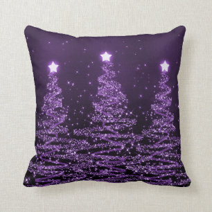 Elegante Weihnachten Sparkling Bäume Lila  Kissen