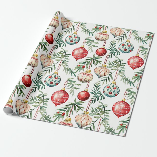 Elegante Weihnachten - Vintage Ornamente Geschenkpapier (Ungerollt)