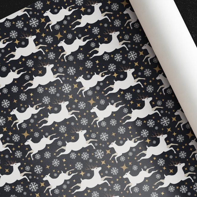 Elegante Weihnachten von White Deer und Gold Star  Geschenkpapier (Von Creator hochgeladen)