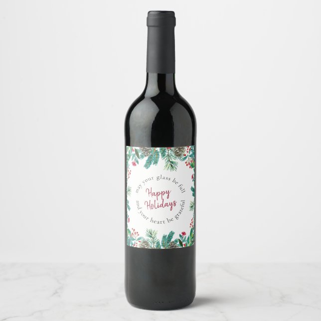 Elegante Weihnachten Weinetikett (Vorderseite)