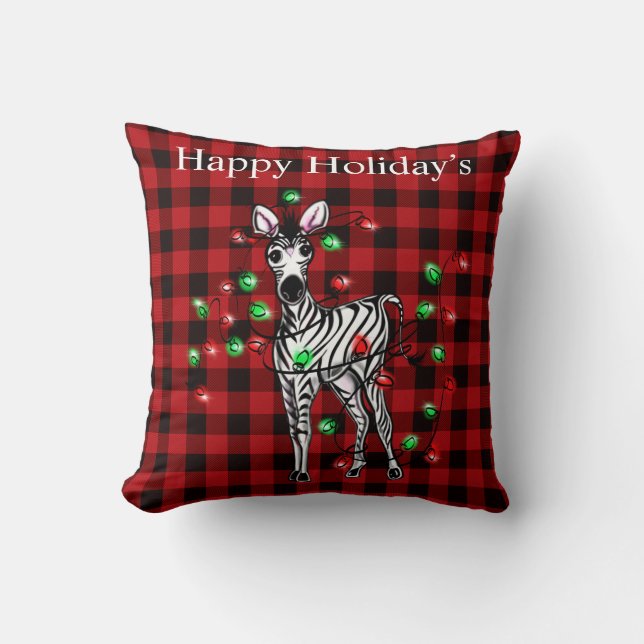 Elegante Weihnachten Zebra-Tinkelleuchten Kissen (Vorderseite)