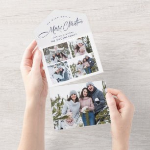 Elegante Weihnachts-5-Foto Grußkarte All In One Einladung