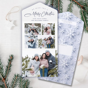 Elegante Weihnachts-5-Foto Grußkarte All In One Einladung