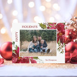 Elegante Weihnachts-Blume Happy Holidays Family Postkarte<br><div class="desc">Liebliche Familienkarte mit handgemalten Aquarellfarben-Poinsettien-Bouquet-Blume und heilig in Grün- und Tiefbeerrot. Leicht zu bearbeiten Karte durch Hinzufügen von Foto / Bild und Text Ihrer Familie. HAPPY HOLIDAYS - kann in MERRY CHRISTMAS geändert werden. Macht tolle Karten, die ihr während der Ferienzeit an Familie und Freunde schicken könnt - toller Sake!...</div>