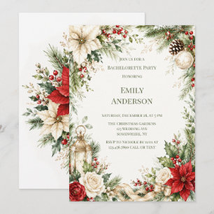 Elegante Weihnachts-Blumen-Junggesellinnenparty Einladung