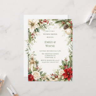 Elegante Weihnachts-Blumenhochzeit Einladung