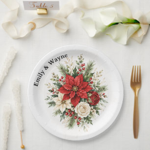 Elegante Weihnachts-Blumenhochzeit Pappteller
