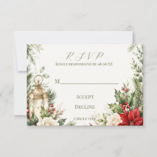 Elegante Weihnachts-Blumenhochzeit RSVP Karte