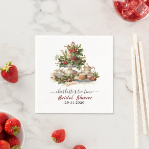 Elegante Weihnachts-Brautjungfernparty-Teestunde-P Serviette