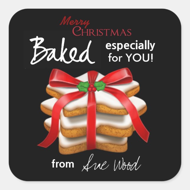 Elegante Weihnachts-Cookie-Geschenk-Aufkleber Quadratischer Aufkleber (Vorderseite)