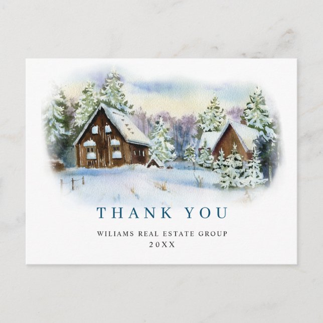 Elegante Weihnachts Corporate Danke Postkarte (Vorderseite)