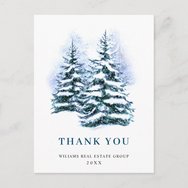 Elegante Weihnachts Corporate Danke Postkarte (Vorderseite)
