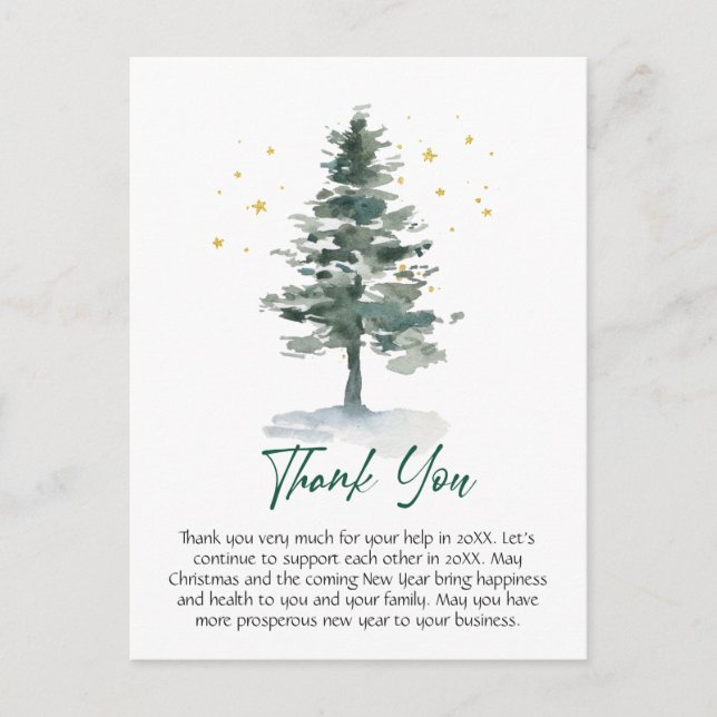 Elegante Weihnachts Corporate Danke Postkarte (Vorderseite)