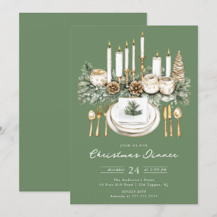 Elegante Weihnachts-Dinner-Einladung bei Kerzenlic Einladung