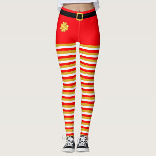 Elegante Weihnachts-Elf gestreifte Leggings