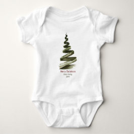 Elegante Weihnachts-Grüne Bäume Wasserfarbe Baby Strampler