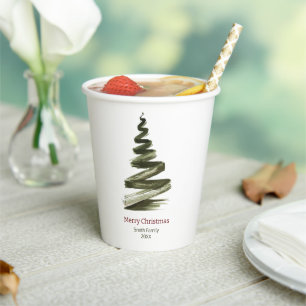 Elegante Weihnachts-Grüne Bäume Wasserfarbe Pappbecher