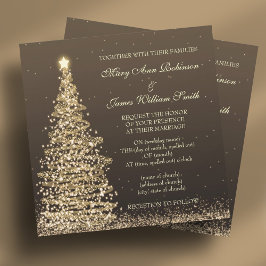 Elegante Weihnachts-Hochzeit Gold Brown Einladung