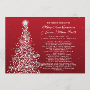 Elegante Weihnachts-Hochzeit Red Silver Einladung