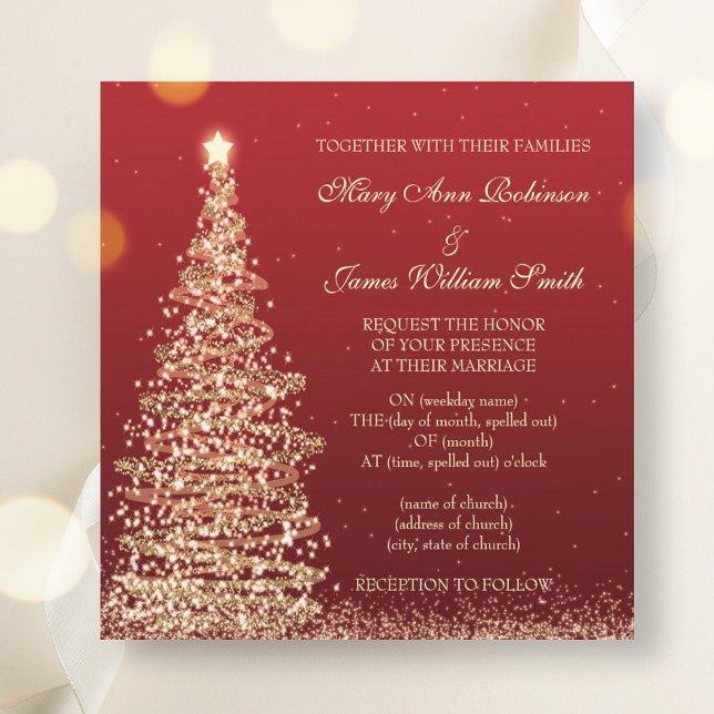 Elegante Weihnachts-Hochzeit Rot Einladung (Elegant Christmas Wedding Red Invitation)