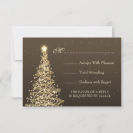 Elegante Weihnachts-Hochzeit RSVP Gold Brown
