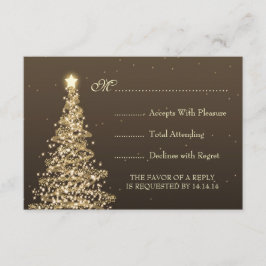 Elegante Weihnachts-Hochzeit RSVP Gold Brown Karte