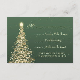 Elegante Weihnachts-Hochzeit RSVP Gold Green Karte