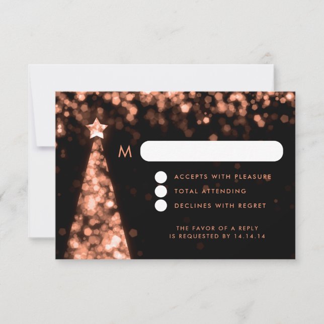 Elegante Weihnachts-Hochzeit RSVP Rose Gold (Vorderseite)