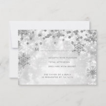 Elegante Weihnachts-Hochzeit RSVP Sparkle Silver