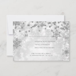 Elegante Weihnachts-Hochzeit RSVP Sparkle Silver