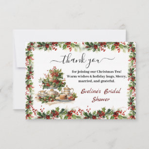 Elegante Weihnachts-Hochzeits-Bridal-Shower-Teepar Dankeskarte