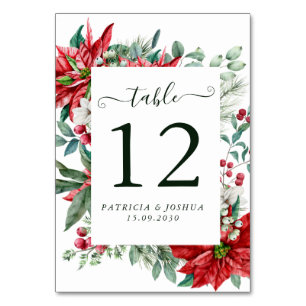 Elegante Weihnachts-Hochzeitstisch-Nummernkarte Tischnummer