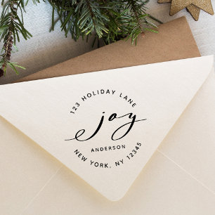 Elegante Weihnachts-Joy-Holiday-Rücksendeadresse Gummistempel