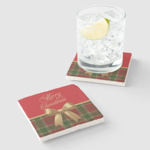 Elegante Weihnachts-Kariert-Kollektion mit goldene Steinuntersetzer