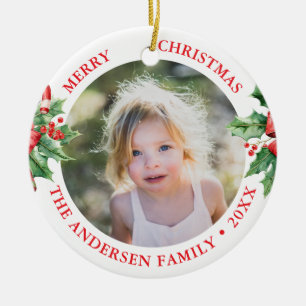 Elegante Weihnachts-Lutscher-Foto- und Textgestalt Keramik Ornament