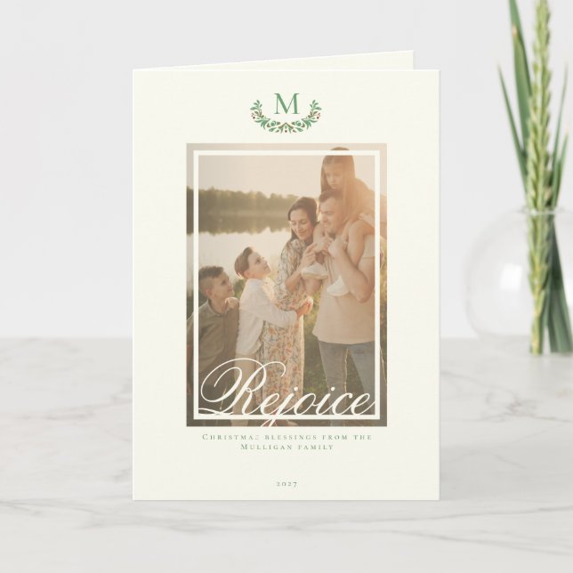 Elegante Weihnachts-Monogramm-Foto-Weihnachtskarte Karte (Vorderseite)